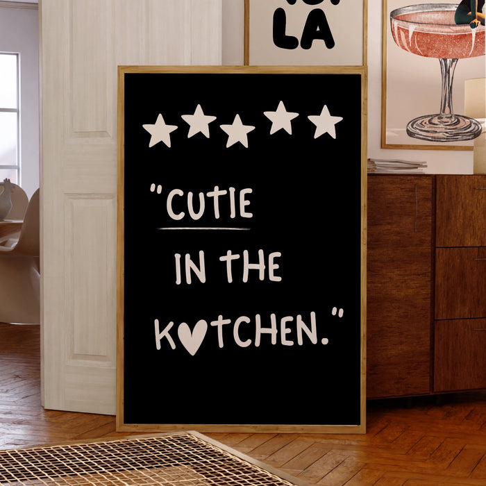 Black and White Aesthetic Kitchen Wall Decor Trendy Retro Cooking Art Kitchen Wall Art Print Minimalist Love Heart Digital Download
