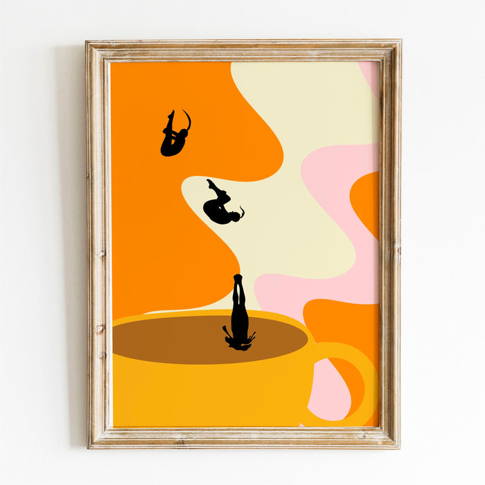 Coffee Print, Drink Poster, Modern Kitchen Decor, Retro Poster, Pop Art, Kitchen Art, Exhibition Poster, Illustration, Coffee Lover