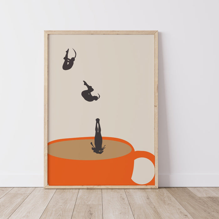 Coffee Print PRINTED, Drink Poster, Modern Kitchen Decor, Retro Poster, Pop Art, Kitchen Art, Exhibition Poster, Illustration, Coffee Lover