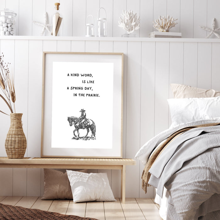 Western Cowboy Quote Print Black and White Minimalist Horseback Riding Poster Vintage Cowboy Art Wild West Home Decor Digital Download Print