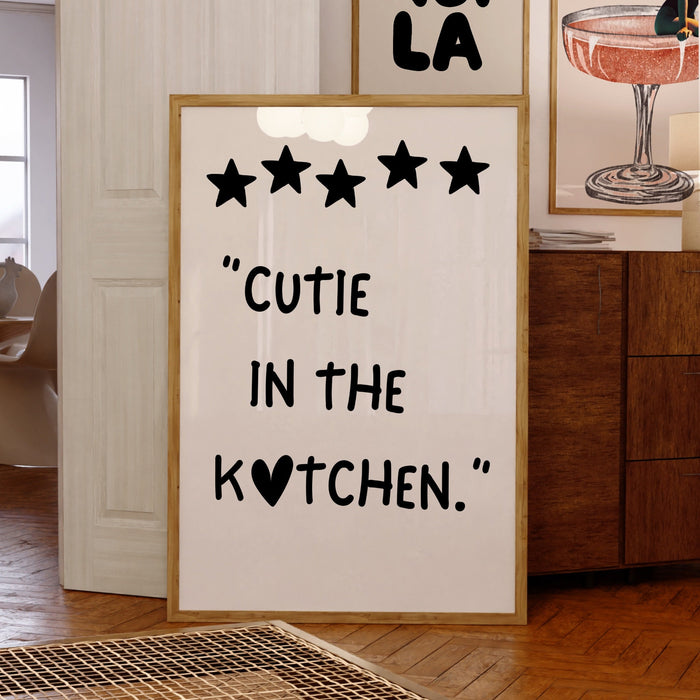 Cutie in the Kitchen Aesthetic Kitchen Wall Decor Trendy Retro Cooking Art Kitchen Wall Art Love Heart Art Print Bar Cart Digital Download