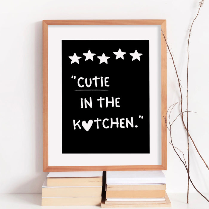 Black and White Aesthetic Kitchen Wall Decor Trendy Retro Cooking Art Kitchen Wall Art Print Minimalist Love Heart Digital Download