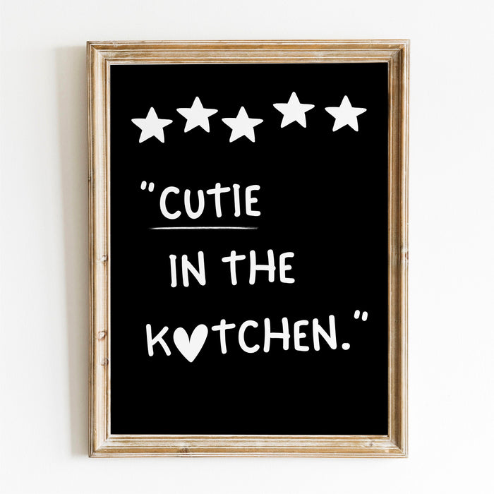 Black and White Aesthetic Kitchen Wall Decor Trendy Retro Cooking Art Kitchen Wall Art Print Minimalist Love Heart Digital Download