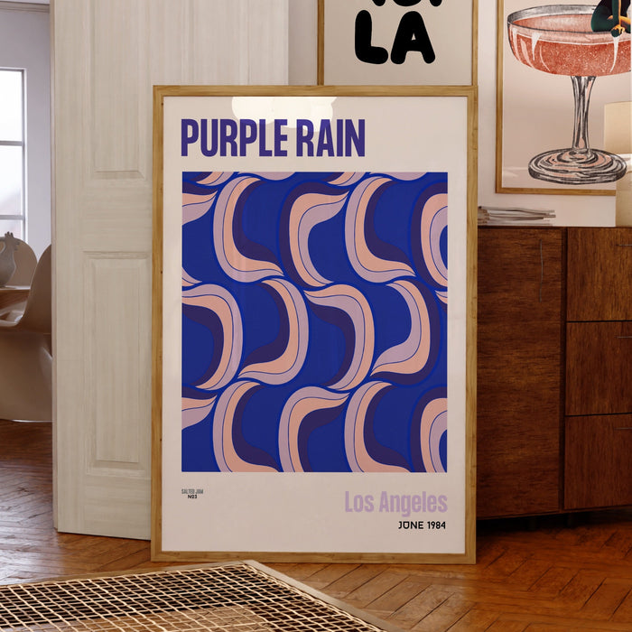 Purple Rain Trendy Disco 70s Print, Retro Funky Wall Art, Digital Artwork, Prince, Printable, Dorm Room ArtT Trendy