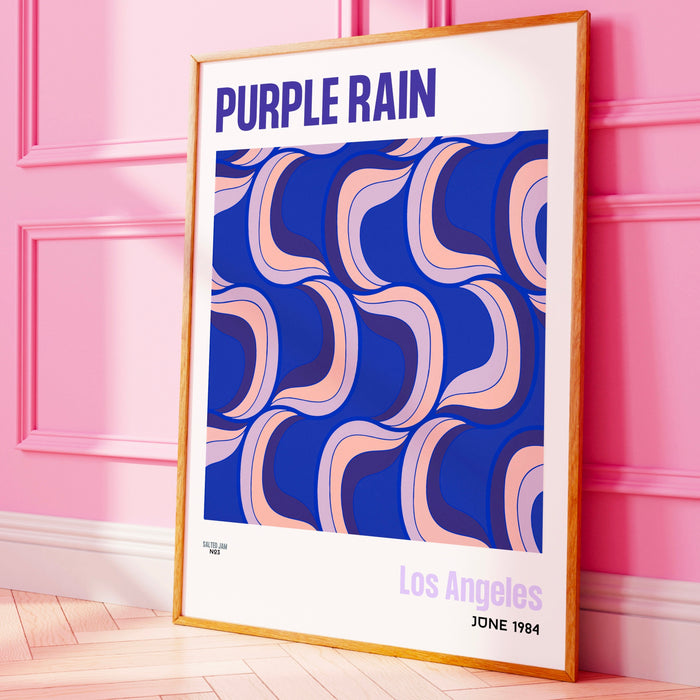 Purple Rain Trendy Disco 70s Print, Retro Funky Wall Art, Digital Artwork, Prince, Printable, Dorm Room ArtT Trendy