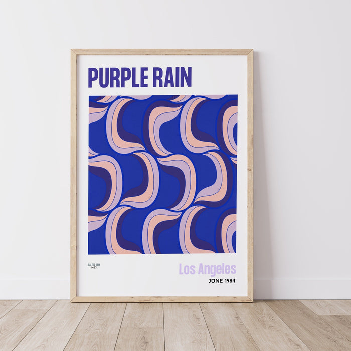 Purple Rain Trendy Disco 70s Print, Retro Funky Wall Art, Digital Artwork, Prince, Printable, Dorm Room ArtT Trendy
