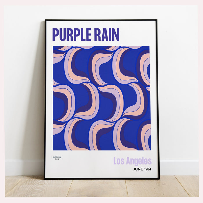 Purple Rain Trendy Disco 70s Print, Retro Funky Wall Art, Digital Artwork, Prince, Printable, Dorm Room ArtT Trendy