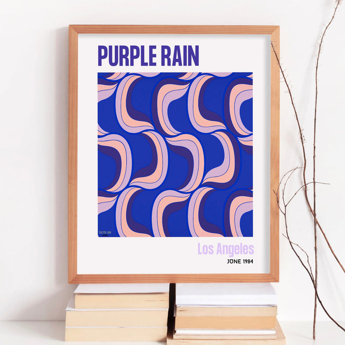 Purple Rain Trendy Disco 70s Print, Retro Funky Wall Art, Digital Artwork, Prince, Printable, Dorm Room ArtT Trendy