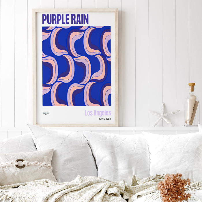 Purple Rain Trendy Disco 70s Print, Retro Funky Wall Art, Digital Artwork, Prince, Printable, Dorm Room ArtT Trendy