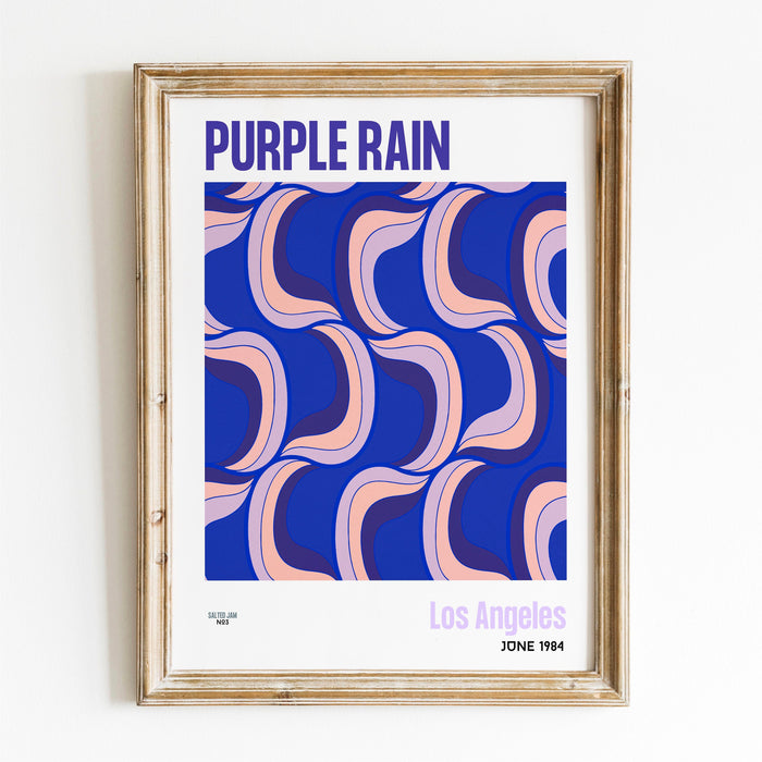 Purple Rain Trendy Disco 70s Print, Retro Funky Wall Art, Digital Artwork, Prince, Printable, Dorm Room ArtT Trendy