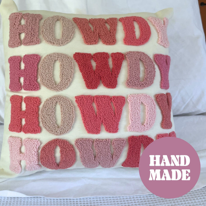 Howdy Embroidered Pillow Dorm Room Decor Cowgirl Gift Personalized Dorm Throw Cushion Daughter Gift Birthday Gift Custom Throw Pillow
