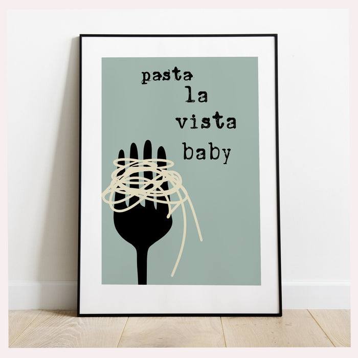 Pasta La Vista Baby, Spaghetti Wall Poster, Pasta Print, Modern Kitchen Decor, Retro Poster, Maximalist Kitchen Art, Trendy Digital Download