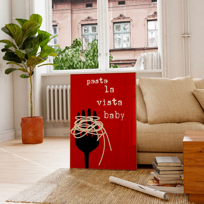 Pasta La Vista Baby, Spaghetti Wall Poster, Pasta Print, Modern Kitchen Decor, Retro Poster, Maximalist Kitchen Art, Trendy Digital Download