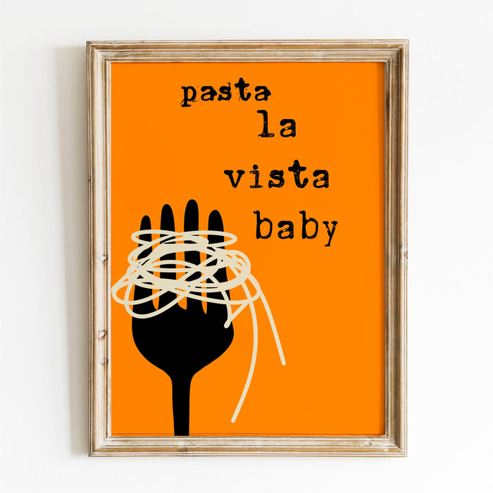 Pasta La Vista Baby, Spaghetti Wall Poster, Pasta Print, Modern Kitchen Decor, Retro Poster, Maximalist Kitchen Art, Trendy Digital Download