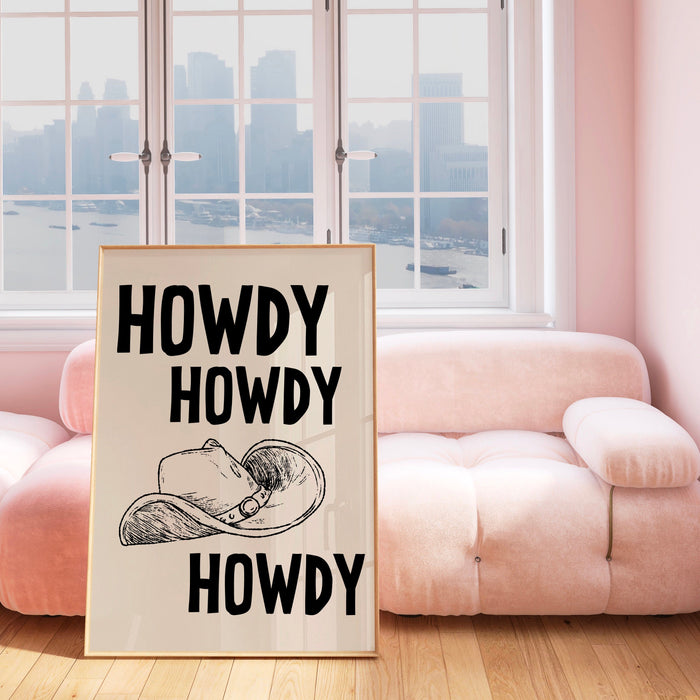 Howdy Western Art Prints Vintage Cowboy Art Wild West Art Retro Cowgirl Prints Western Gallery Wall Set Black Wall Art Digital Download