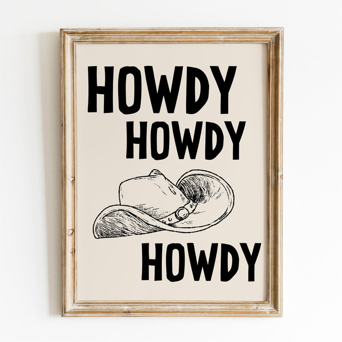 Howdy Western Art Prints Vintage Cowboy Art Wild West Art Retro Cowgirl Prints Western Gallery Wall Set Black Wall Art Digital Download