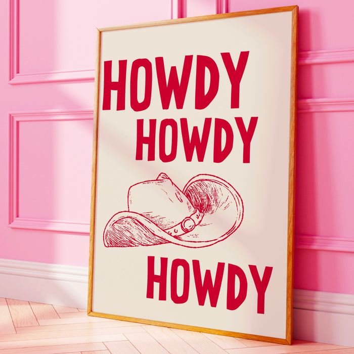 Howdy Western Art Prints Red Vintage Cowboy Art Wild West Art Retro Cowgirl Prints Western Gallery Wall Set Black Wall Art Digital Download