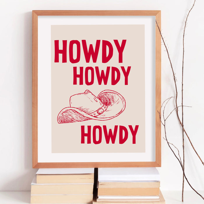 Howdy Western Art Prints Red Vintage Cowboy Art Wild West Art Retro Cowgirl Prints Western Gallery Wall Set Black Wall Art Digital Download