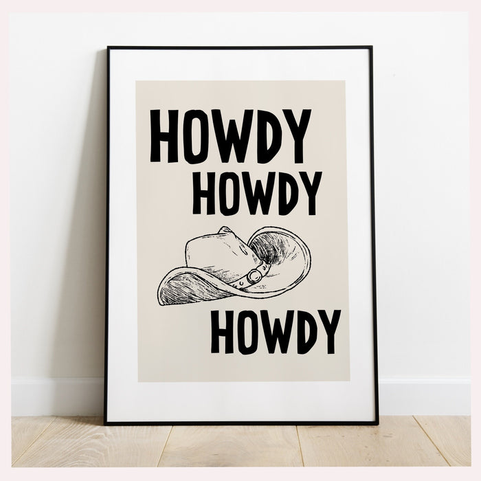Howdy Western Art Prints Vintage Cowboy Art Wild West Art Retro Cowgirl Prints Western Gallery Wall Set Black Wall Art Digital Download