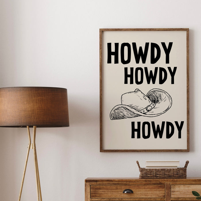 Howdy Western Art Prints Vintage Cowboy Art Wild West Art Retro Cowgirl Prints Western Gallery Wall Set Black Wall Art Digital Download