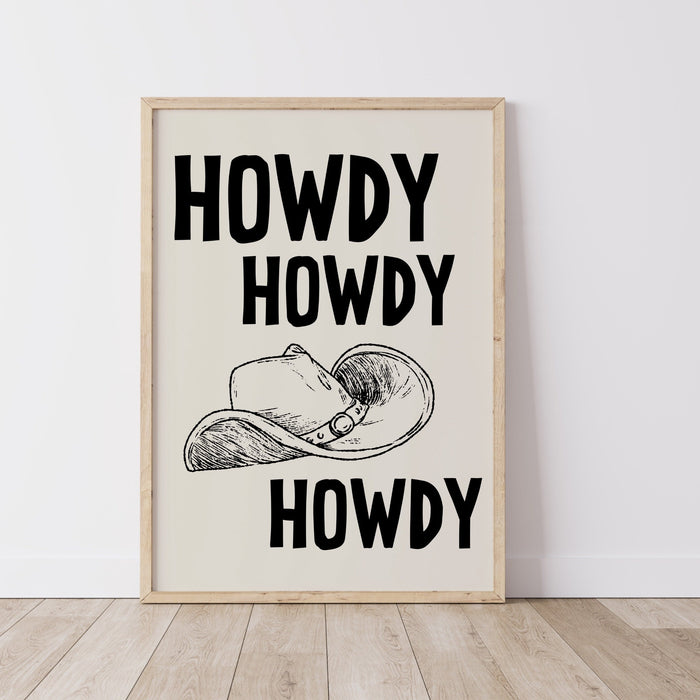 Howdy Western Art Prints Vintage Cowboy Art Wild West Art Retro Cowgirl Prints Western Gallery Wall Set Black Wall Art Digital Download