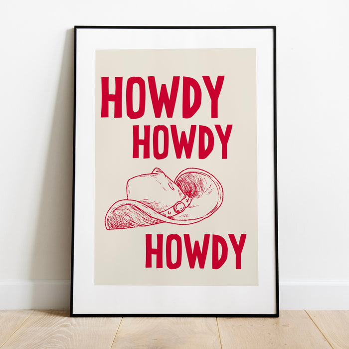 Howdy Western Art Prints Red Vintage Cowboy Art Wild West Art Retro Cowgirl Prints Western Gallery Wall Set Black Wall Art Digital Download