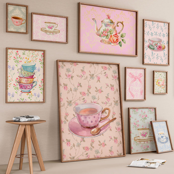 Coffee for Grandma Gift Print Cottagecore Decor Abstract Vintage Painting Digital Downloadable Wall Art Trendy Retro Wall Art Set of 12