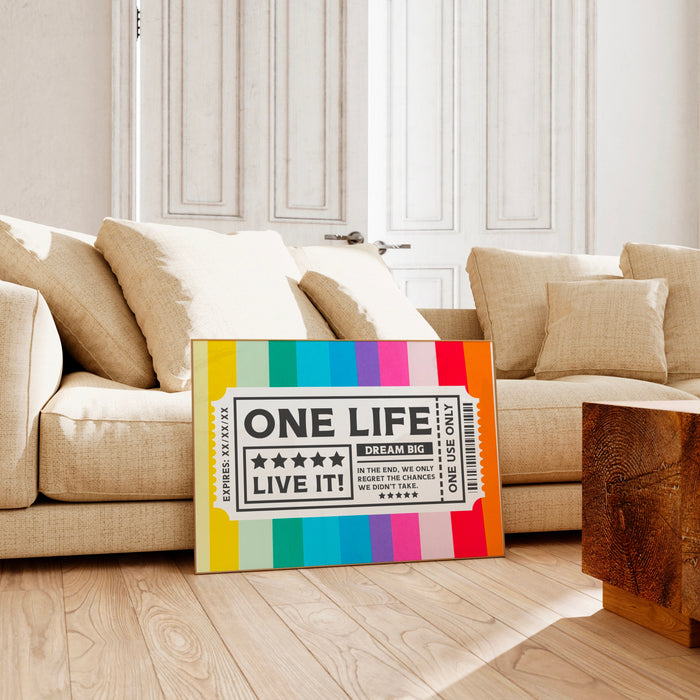 One Life Live It, maximalist  modern rainbow positivity poster inspirational trendy typography print abstract decor digital download 1 print