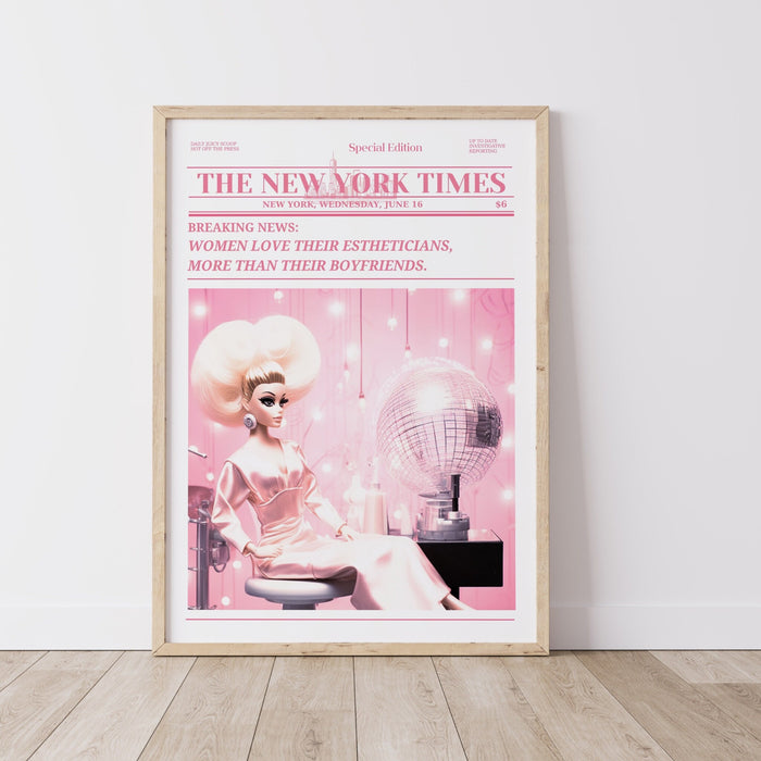 Trendy Newspaper Print, Esthetician Wall Art, Preppy Vintage Wall Decor, Funny Dorm decor, Bar Cart Wall Art Salon Decor Funny Printable set