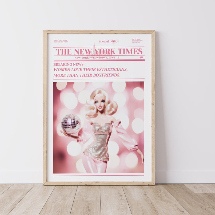 Trendy Newspaper Print, Esthetician Wall Art, Preppy Vintage Wall Decor, Funny Dorm decor, Bar Cart Wall Art Salon Decor Funny Printable set