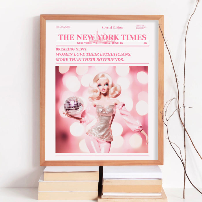 Trendy Newspaper Print, Esthetician Wall Art, Preppy Vintage Wall Decor, Funny Dorm decor, Bar Cart Wall Art Salon Decor Funny Printable set