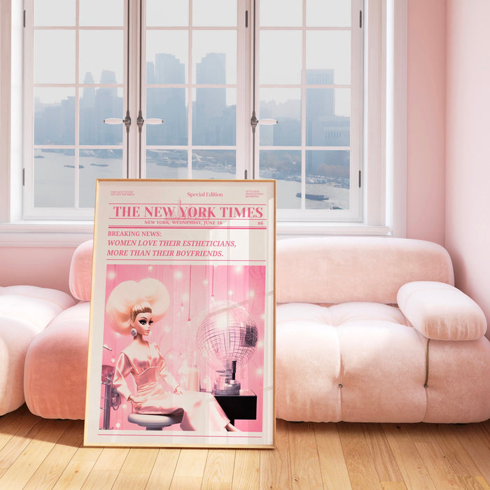 Trendy Newspaper Print, Esthetician Wall Art, Preppy Vintage Wall Decor, Funny Dorm decor, Bar Cart Wall Art Salon Decor Funny Printable set