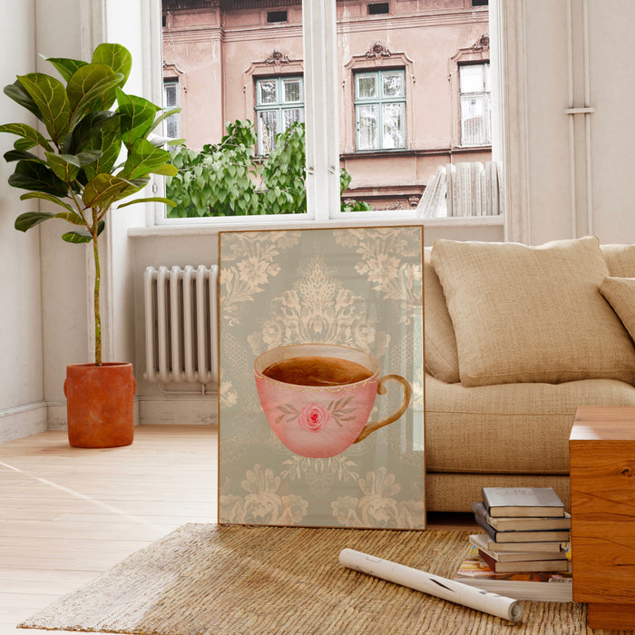 Grandma Chic Coffee With Grandma Gift Print Cottagecore Decor Grandmacore Vintage Cottage Painting Digital Wall Art Retro Printable 1 print