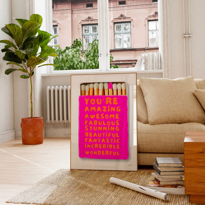 You Are Amazing Pink Orange Poster, Funky 70s Pink Wall Art, Digital Artwork,Printable, Girly Dorm Room Art Trendy Retro Digital Download