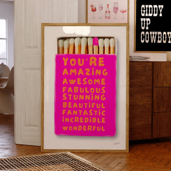 You Are Amazing Pink Orange Poster, Funky 70s Pink Wall Art, Digital Artwork,Printable, Girly Dorm Room Art Trendy Retro Digital Download