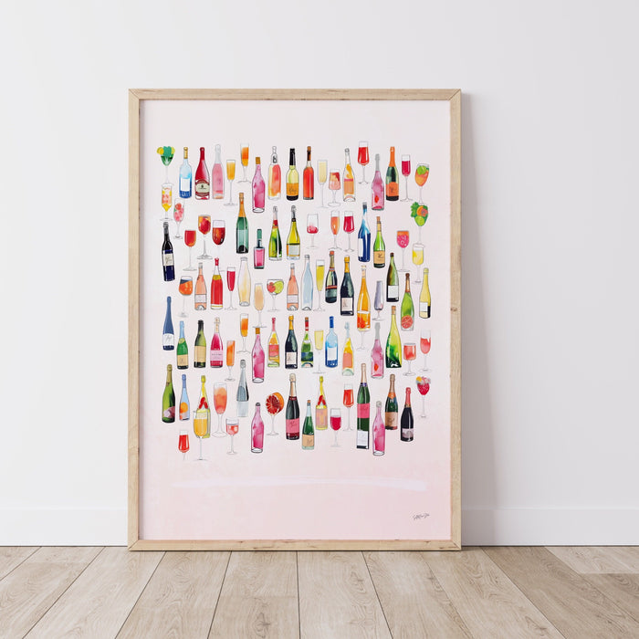 Bar Cart Art, Pink Wall Art, Abstract Poster, 70s Style Poster, Orange Pink Decor, Dork Room Wall Art, Y2K Aesthetic Wall Art, Wine Poster