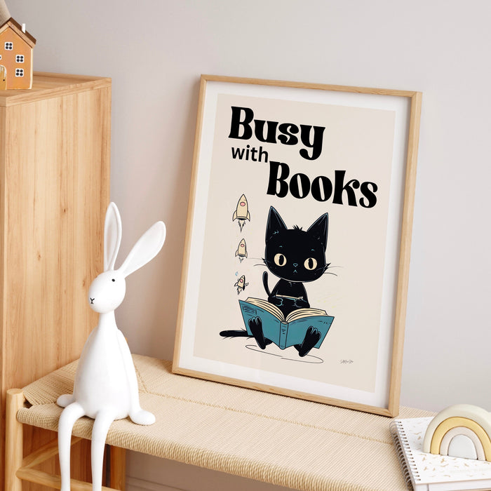 Love Reading posters classroom decor cat playroom print library wall art nursery art home school learning poster childrens book printable