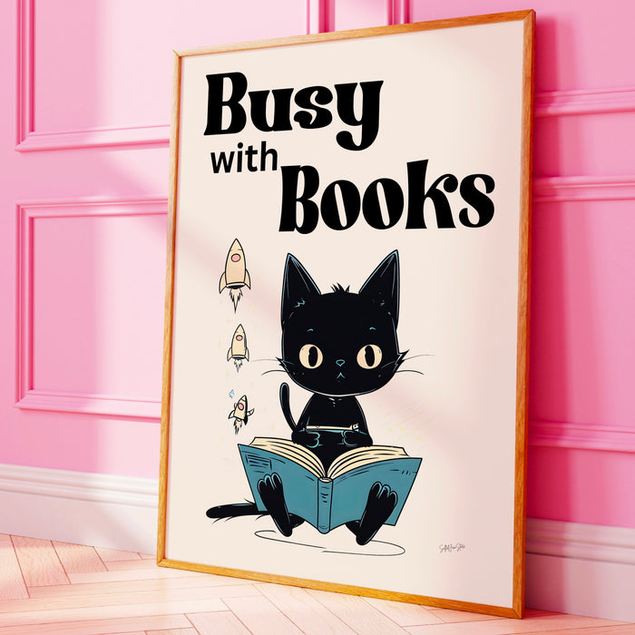 Love Reading posters classroom decor cat playroom print library wall art nursery art home school learning poster childrens book printable