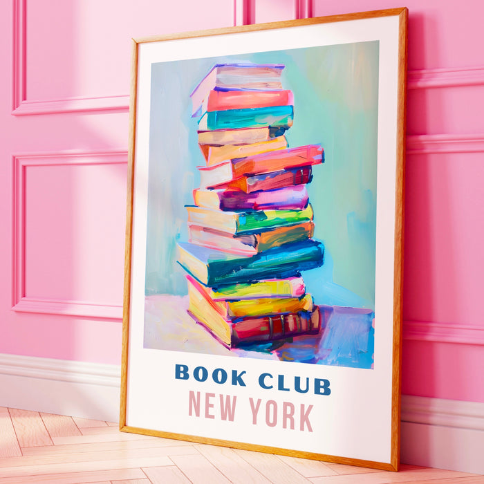 Book Lover New York Book Club Print Gift Poster Coquette Books Painting Trendy College Dorm Bookworm Wall Art Travel Poster Digital Download