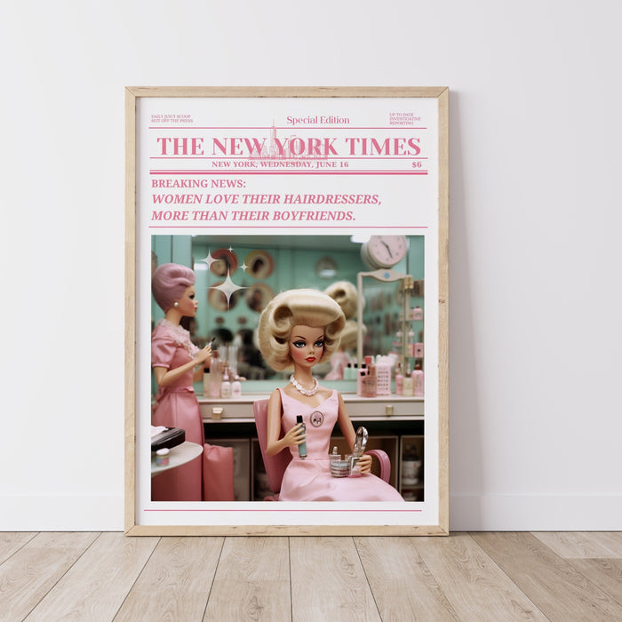 Trendy Newspaper Print, Hairdresser Wall Art, Preppy Vintage Wall Decor, Funny Dorm decor, Bar Cart Wall Art. Retro Doll, Funny Printable
