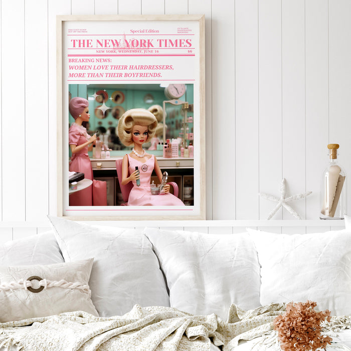 Trendy Newspaper Print, Hairdresser Wall Art, Preppy Vintage Wall Decor, Funny Dorm decor, Bar Cart Wall Art. Retro Doll, Funny Printable