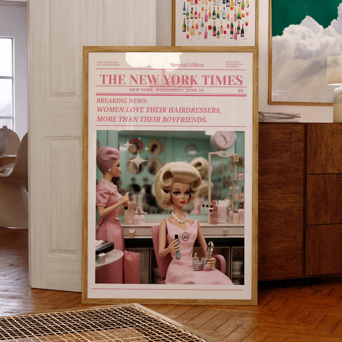 Trendy Newspaper Print, Hairdresser Wall Art, Preppy Vintage Wall Decor, Funny Dorm decor, Bar Cart Wall Art. Retro Doll, Funny Printable