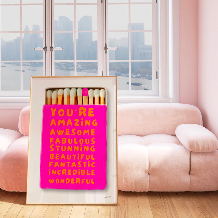 You Are Amazing Pink Orange Poster, Funky 70s Pink Wall Art, Digital Artwork,Printable, Girly Dorm Room Art Trendy Retro Digital Download