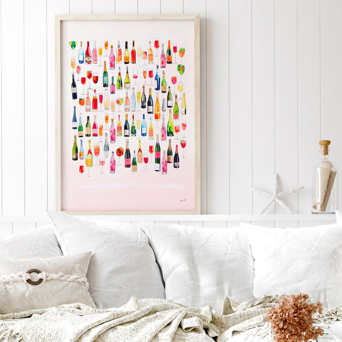 Bar Cart Art, Pink Wall Art, Abstract Poster, 70s Style Poster, Orange Pink Decor, Dork Room Wall Art, Y2K Aesthetic Wall Art, Wine Poster