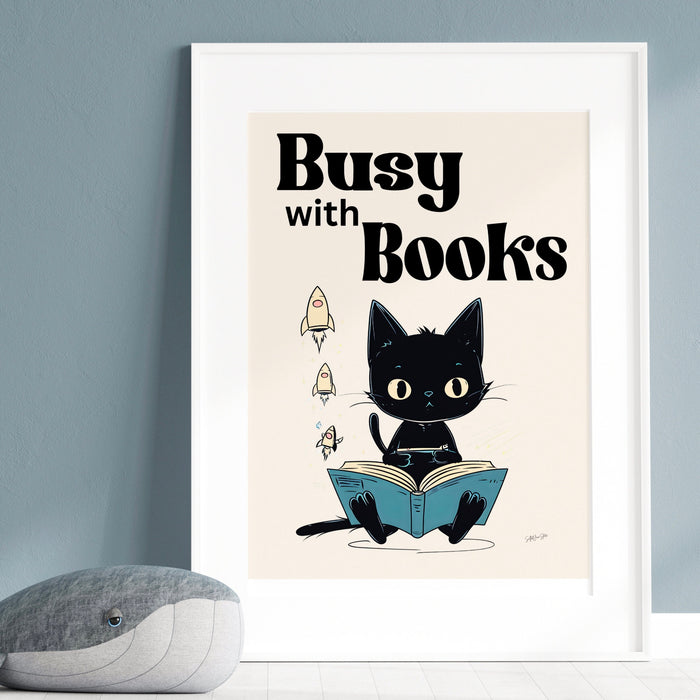 Love Reading posters classroom decor cat playroom print library wall art nursery art home school learning poster childrens book printable
