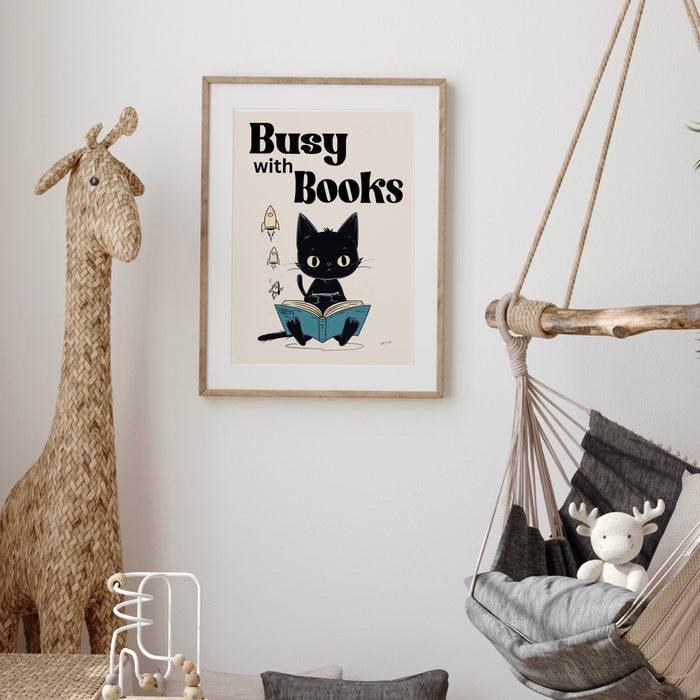 Love Reading posters classroom decor cat playroom print library wall art nursery art home school learning poster childrens book printable