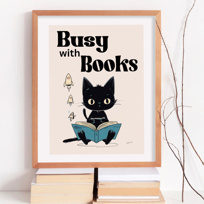 Love Reading posters classroom decor cat playroom print library wall art nursery art home school learning poster childrens book printable