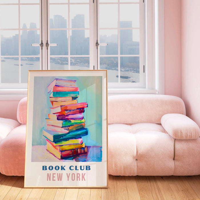 Book Lover New York Book Club Print Gift Poster Coquette Books Painting Trendy College Dorm Bookworm Wall Art Travel Poster Digital Download