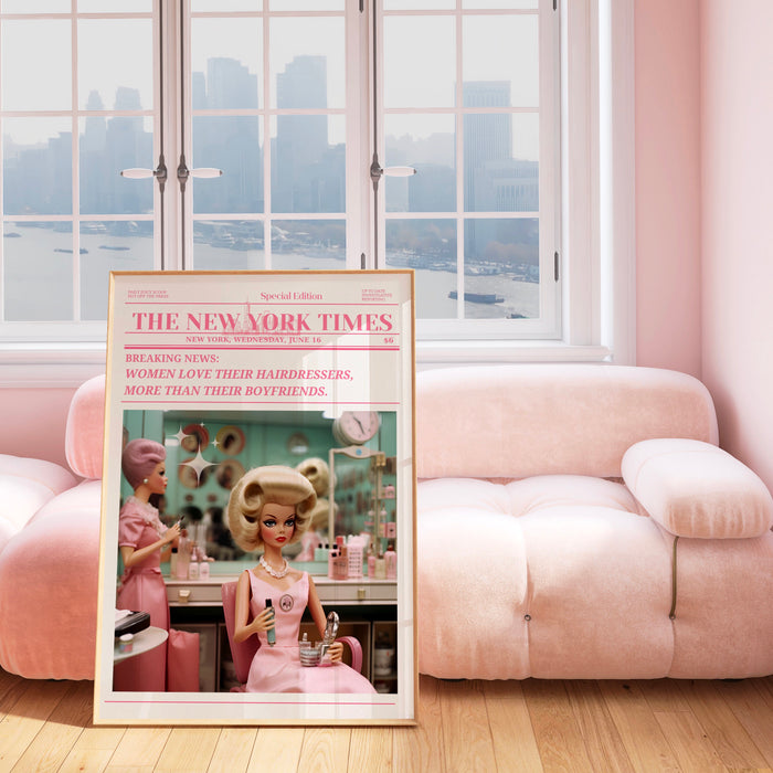 Trendy Newspaper Print, Hairdresser Wall Art, Preppy Vintage Wall Decor, Funny Dorm decor, Bar Cart Wall Art. Retro Doll, Funny Printable