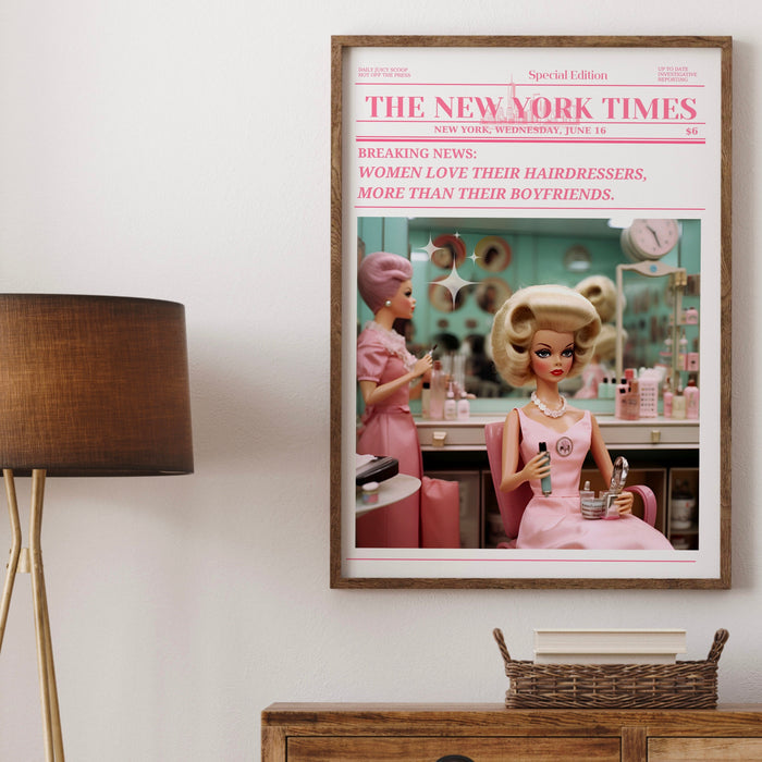 Trendy Newspaper Print, Hairdresser Wall Art, Preppy Vintage Wall Decor, Funny Dorm decor, Bar Cart Wall Art. Retro Doll, Funny Printable